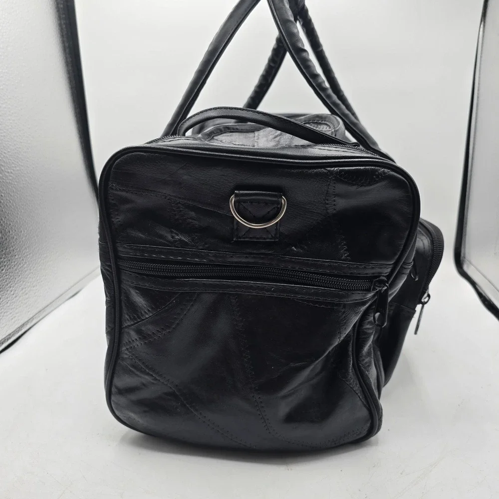 Bon Jovi Black Leather Duffel Bag‎ Carry-On Travel Overnight Heart & Dagger Logo